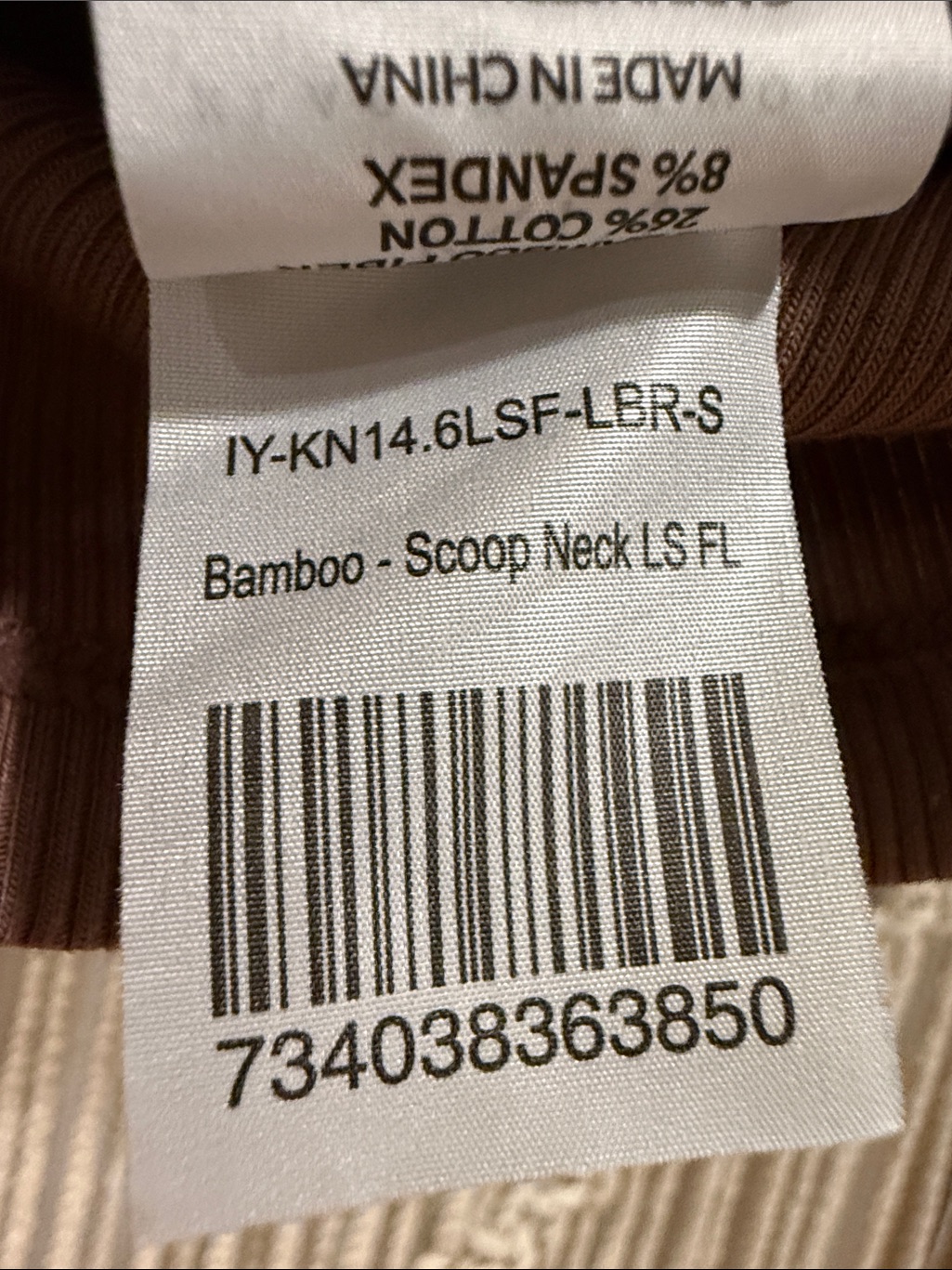 Klassy Network Bamboo Long Sleeve Scoop Neck Brami In Brown — image 7 of 8